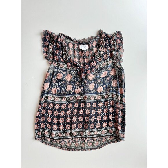 VELVET BY GRAHAM & SPENCER Kimora Monaco Floral Georgette Ruffle Blouse, Size S - Picture 7 of 11